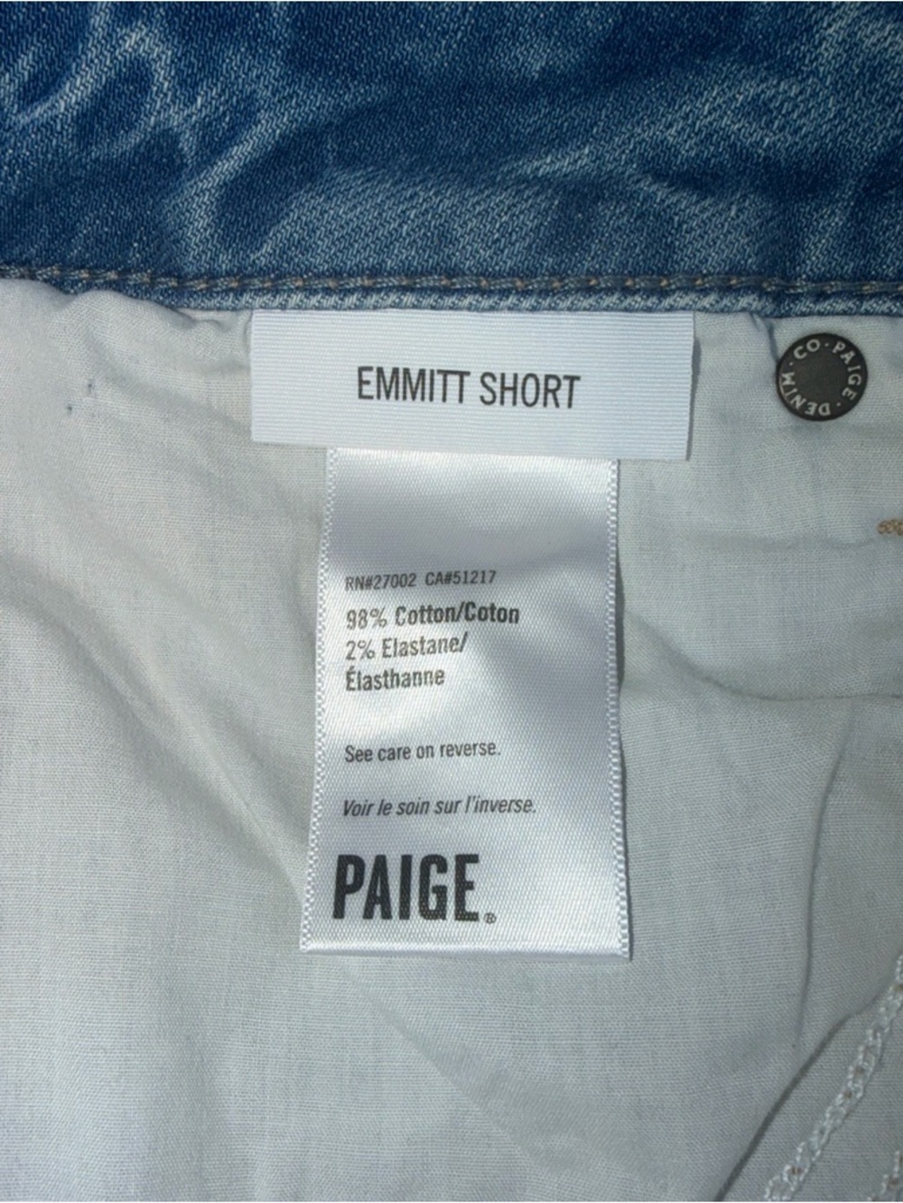 Paige Light Blue Denim Frayed Hem Women’s Shorts - Picture 7 of 12